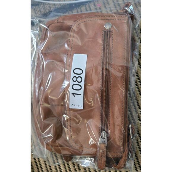 Fossil Brown Leather Crossbody Strap Pockets minor distressing vintage boho chic - Picture 8 of 8